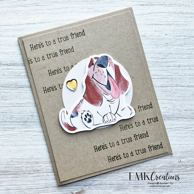 basset hound card with here's to a true friend sentiment by EMK Creations