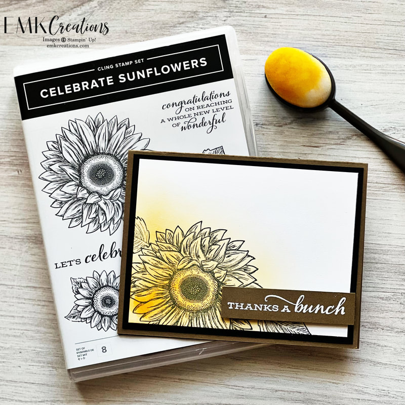 Thank you card with yellow sunflower using Stampin' Up! Celebrate Sunflowers 