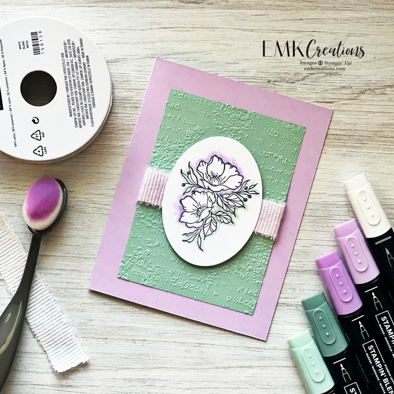 Purple flower card with color lifter technique - EMK Creations