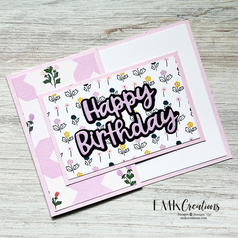 Fun fold birthday card in pink - EMK Creations