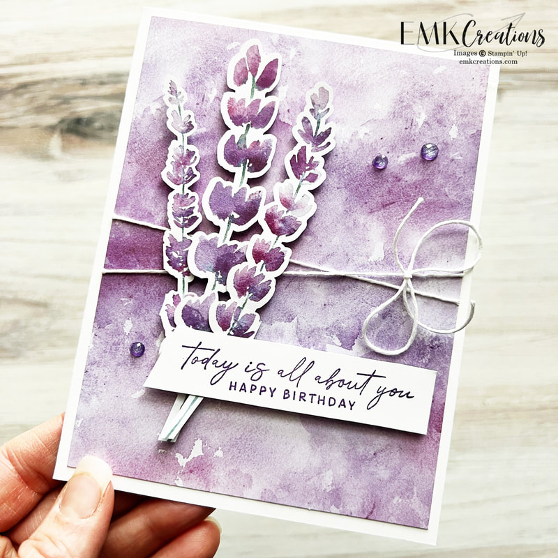 birthday card in purples with lavender by EMK Creations