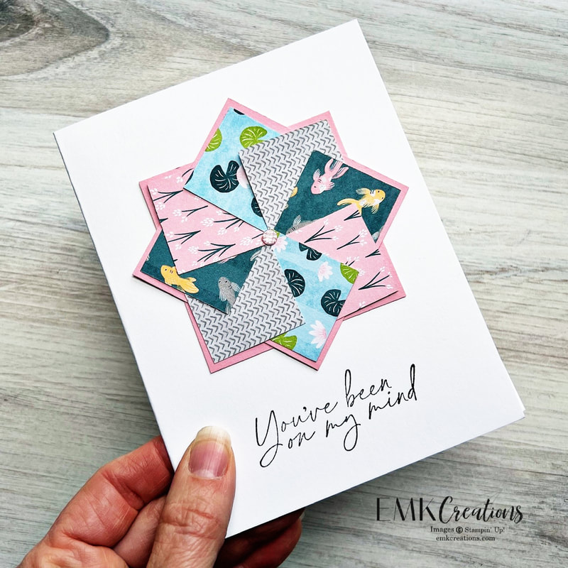 pinwheel design card with lily pad paper by EMK Creations