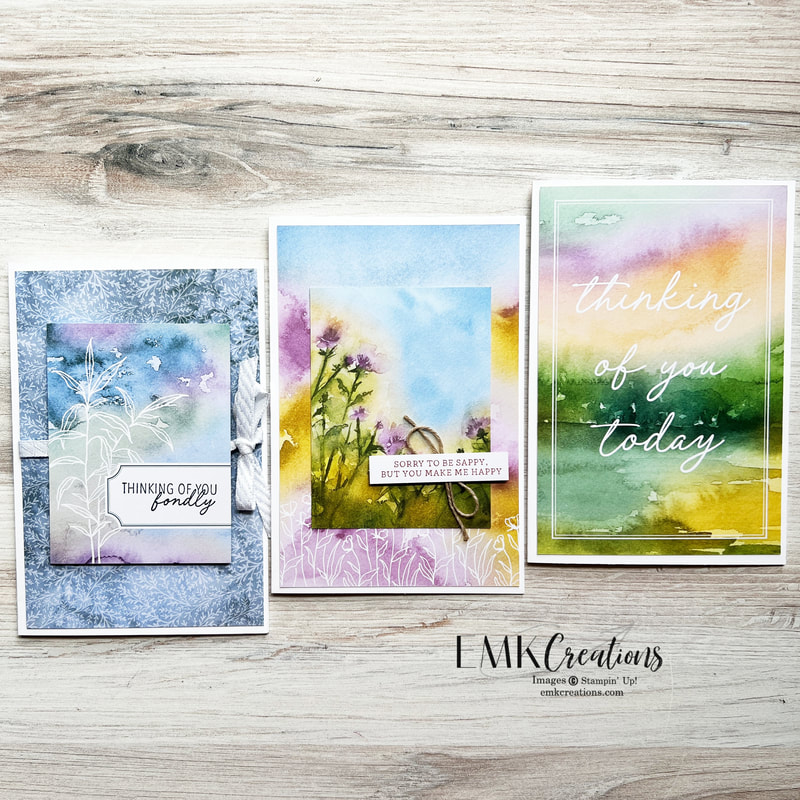cards made with thoughtful journey memories and more pack with water color washes by EMK Creations