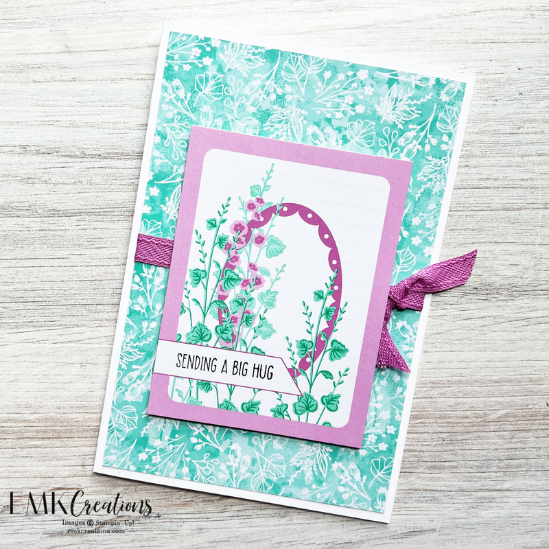 card saying sending a big hug made with unbounded beauty memories & more cards
