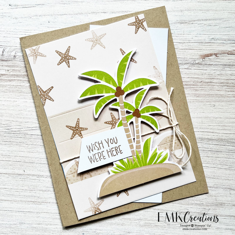Palm tree card in green and kraft by EMK Creations 