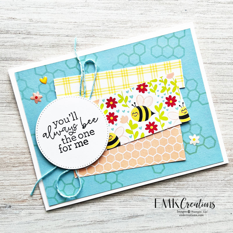 Pun card with bees saying you'll always bee the one for me by EMK Creations