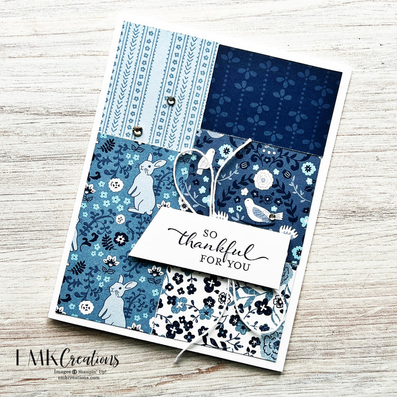 all blue papers thank you card by emk creations