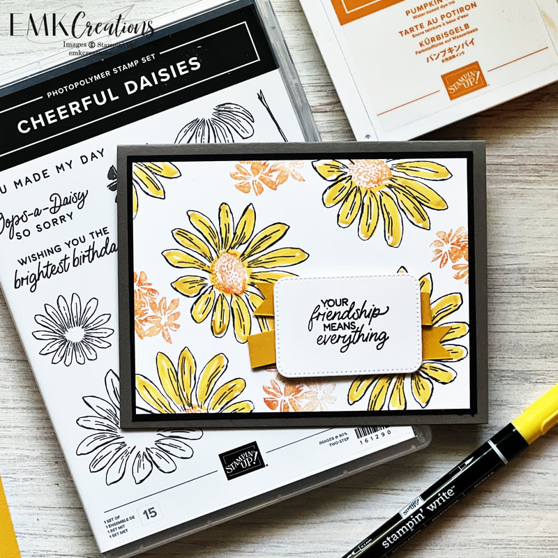 yellow and orange daisy friendship card by EMK Creations