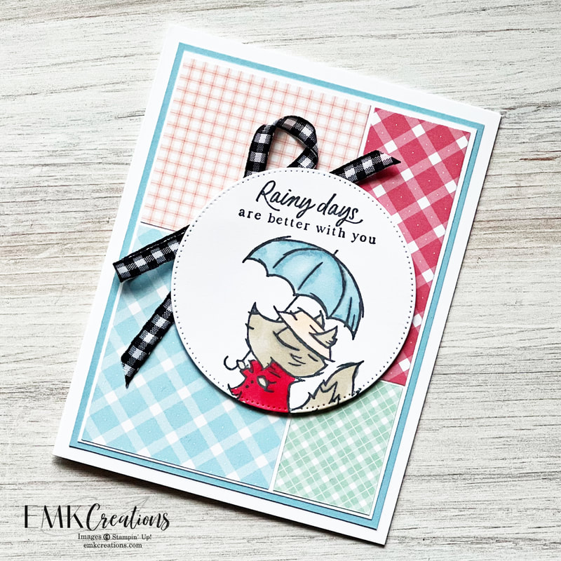 Fox card with Playing in the Rain and Country Gingham by EMK Creations