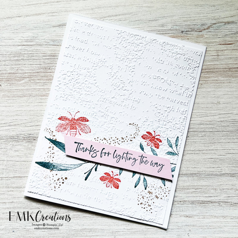 Light the Way card with fireflies on white - EMK Creations