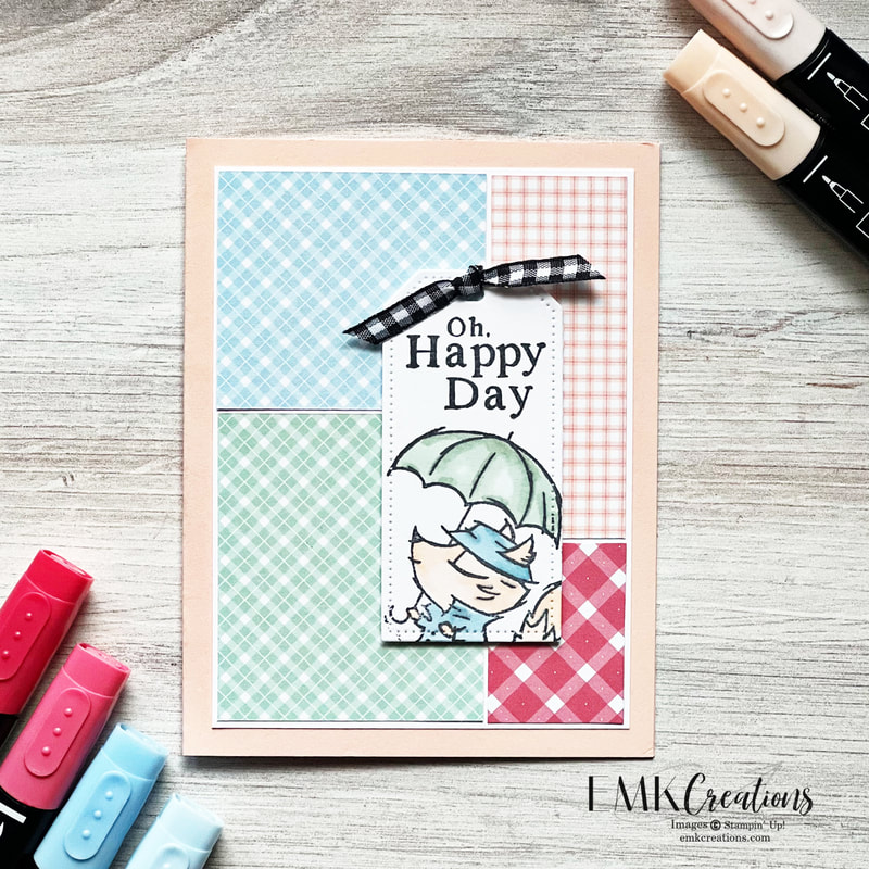 Stampin' Up! Playing in the Rain happy card by EMK Creations