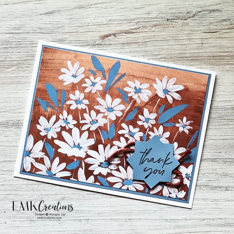 Thank you daisy card in white and boho blue by EMK Creations