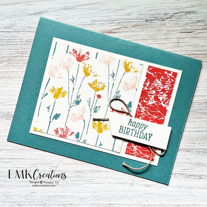 happy birthday card with flowers on green - EMK Creations