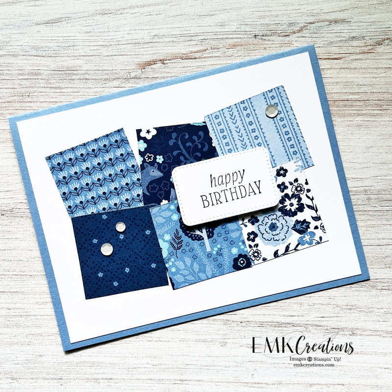 Happy birthday card with blue squares - EMK Creations
