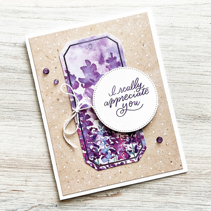 i really appreciate you card with purple tag in middle by emk creations