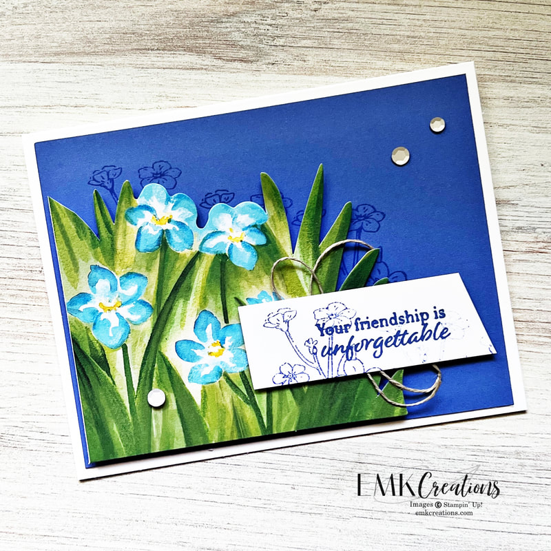 Blue background flowers card by EMK Creations