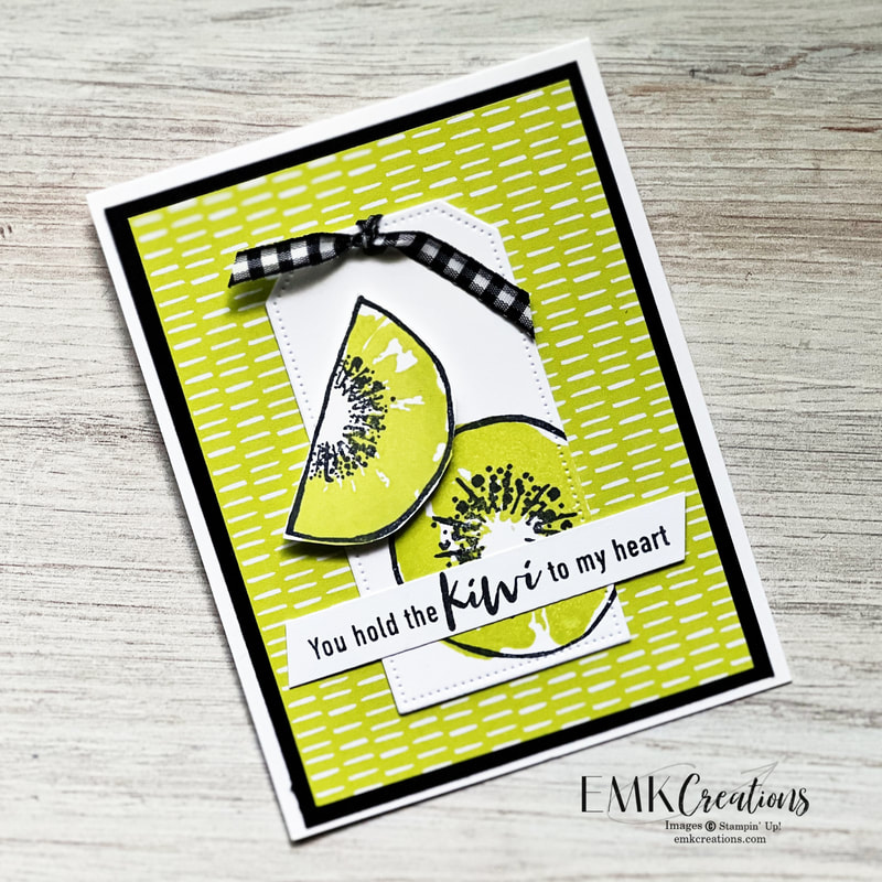 Card in bright green, black and white featuring kiwis and the saying 