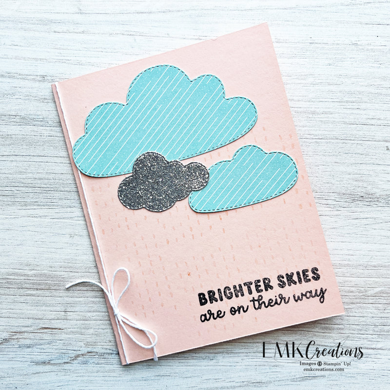 brighter days card with blue and silver clouds on pink background by EMK Creations