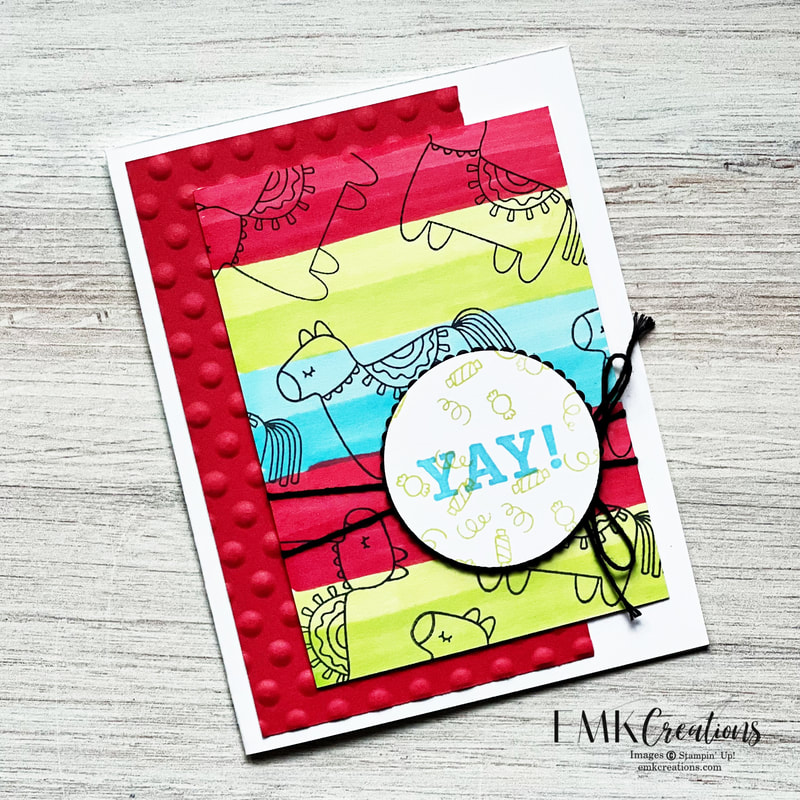 Taco Fiesta card with Blends technique background - EMK Creations