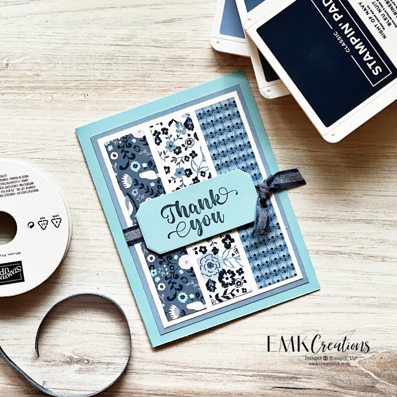 Thank you card in blues - EMK Creations